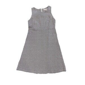 Loft Women's Black White Chevron Fit & Flare A-Line Dress Size 6P Office Career